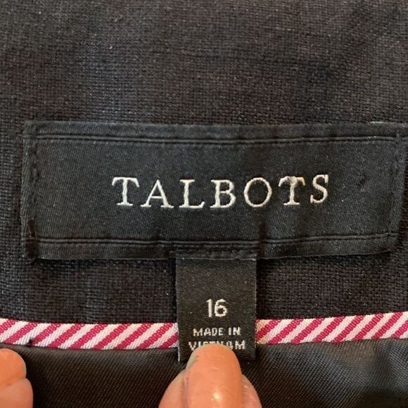 Talbots Black Linen 16 Peplum Back Career Casual Jacket Blazer - Picture 2 of 10